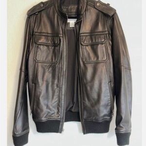 Calvin Klein Men's Black Genuine Leather Jacket Size Medium